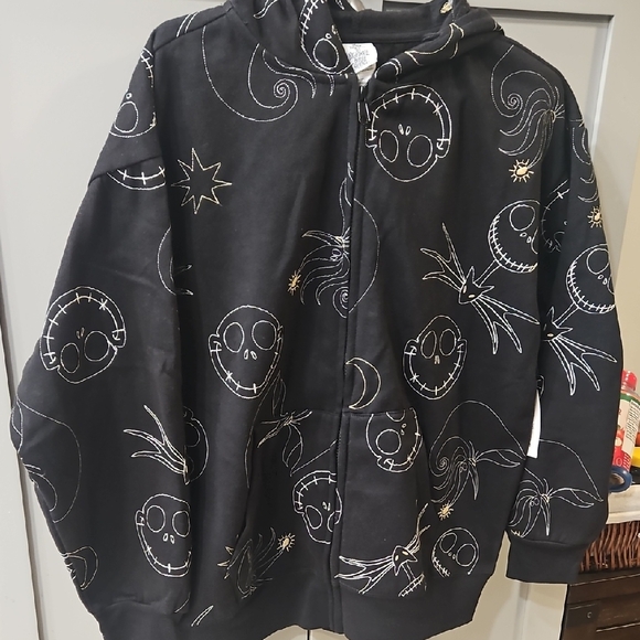 Disney Nightmare Before Christmas Black Hoodie with Embroiderey - Picture 1 of 7